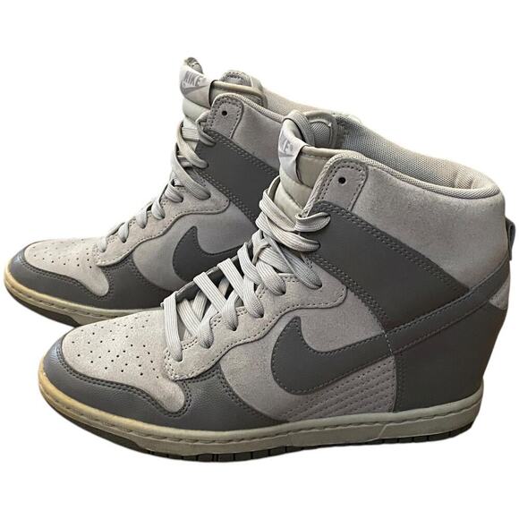 2013 Nike Dunk High Womens Gray Size US 8 Lace Up Athletic Wedge 52899-005 - Picture 2 of 12